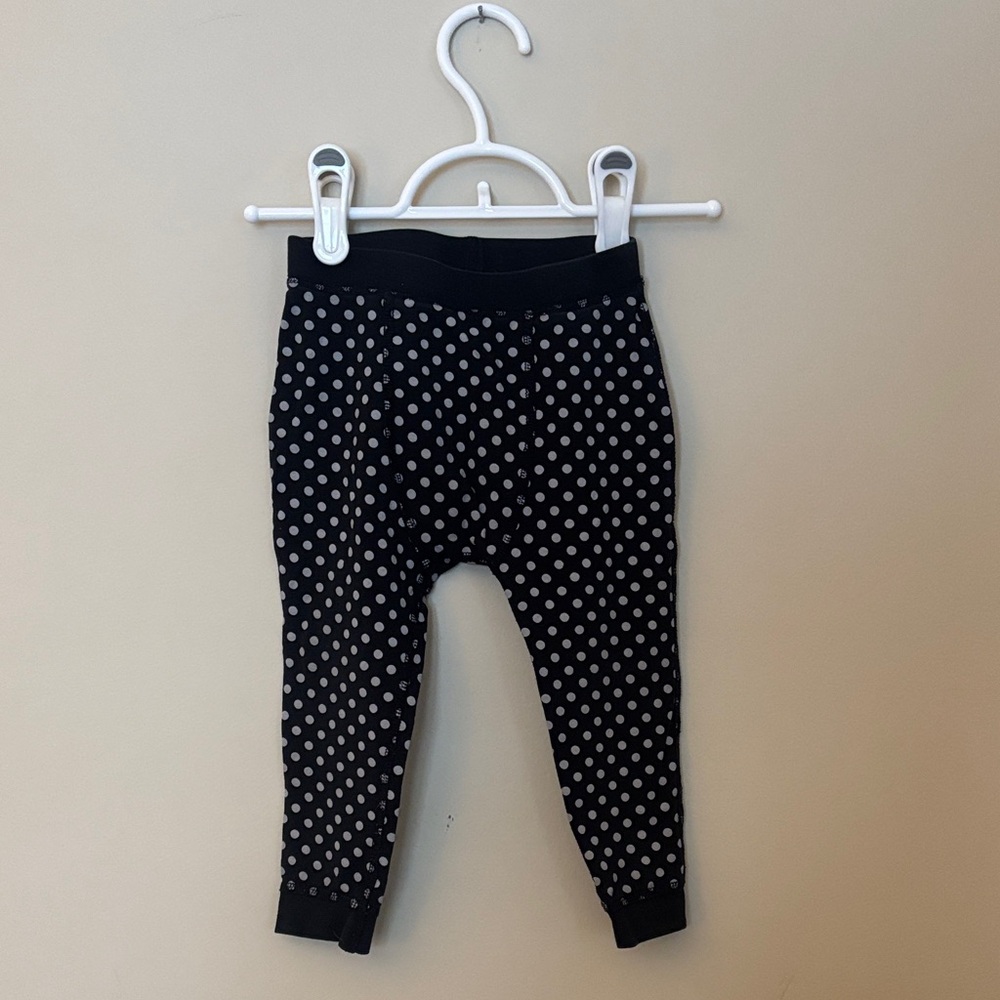 🌞 5/$25 Peekaboo Beans Polka Dot Kids Leggings - Black and White
